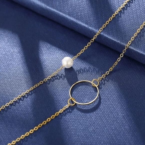 2/$21 Ladies Circle Pearl Layered Necklace - Picture 2 of 6
